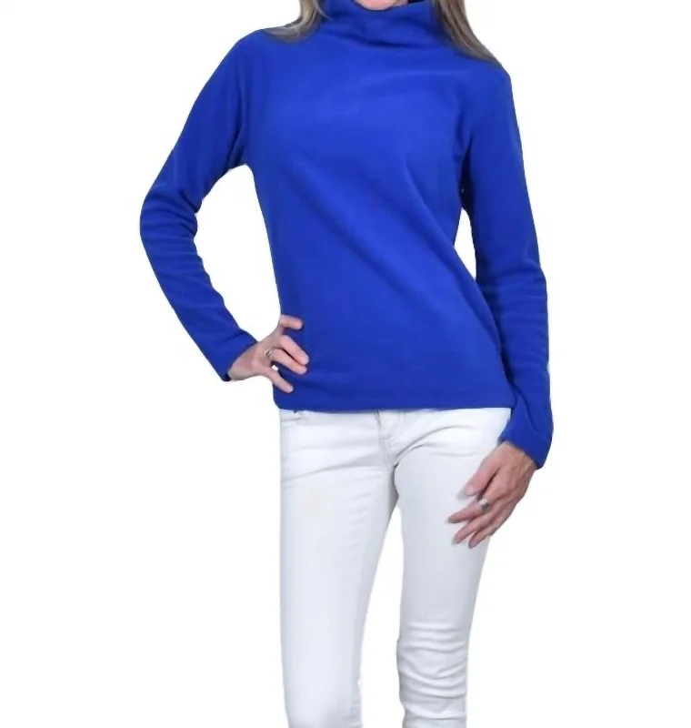 Acadia Fleece Top In RoyalTurtleneck Knit Tops