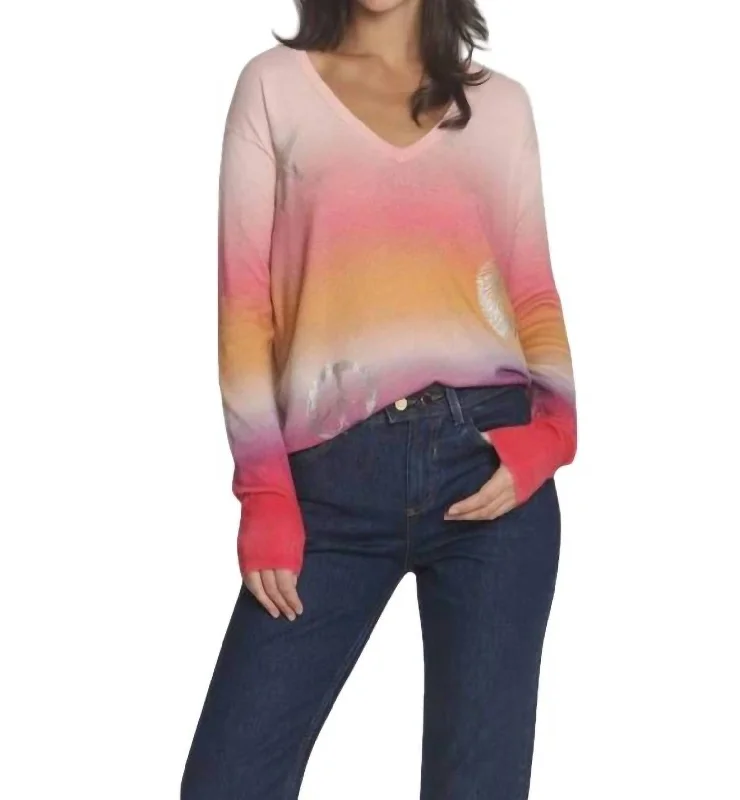 Bali Sunset Top In Pink OmbreAngora Knit Tops