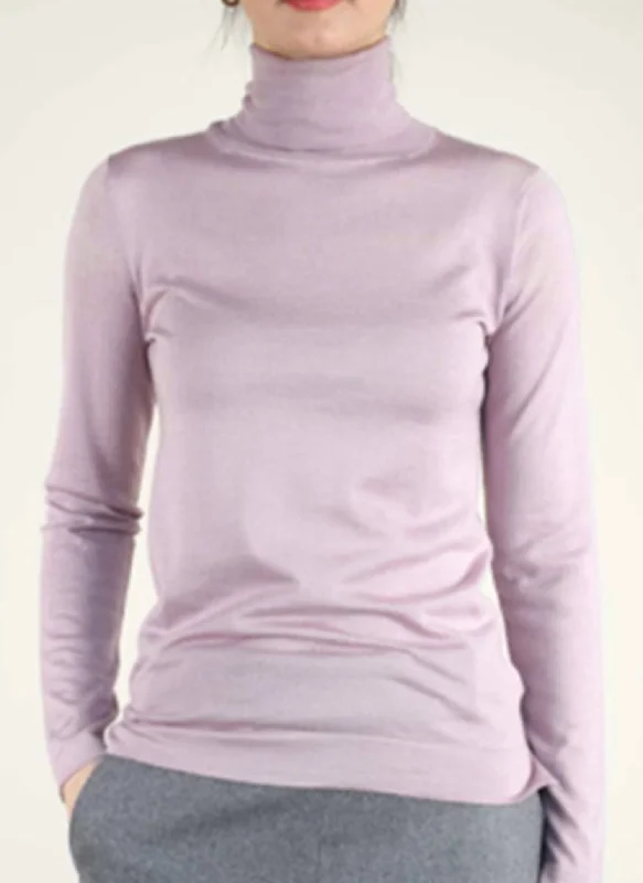 Basic Cashmere Silk Sweater In LilacSpring Knit Tops