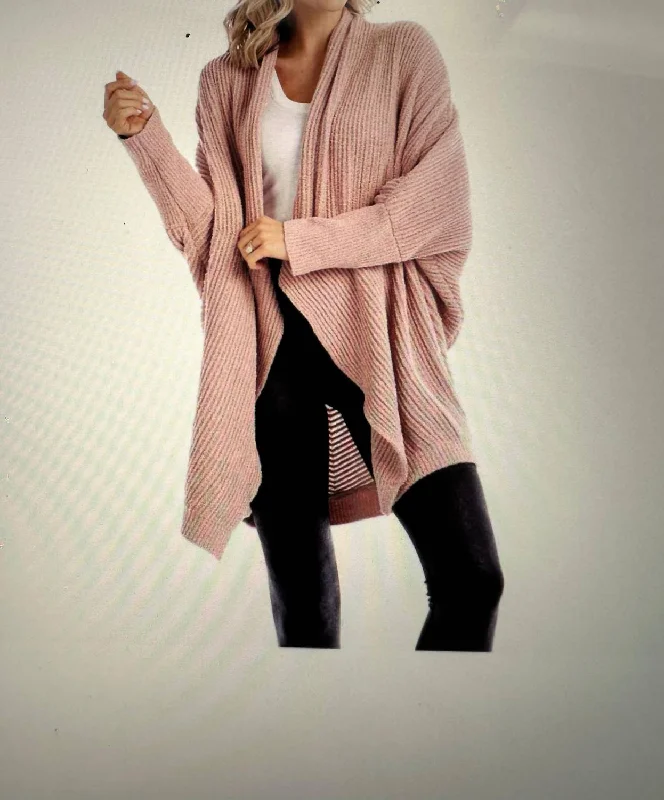 Bonnie Draped Cardigan In PinkHiking Knit Tops