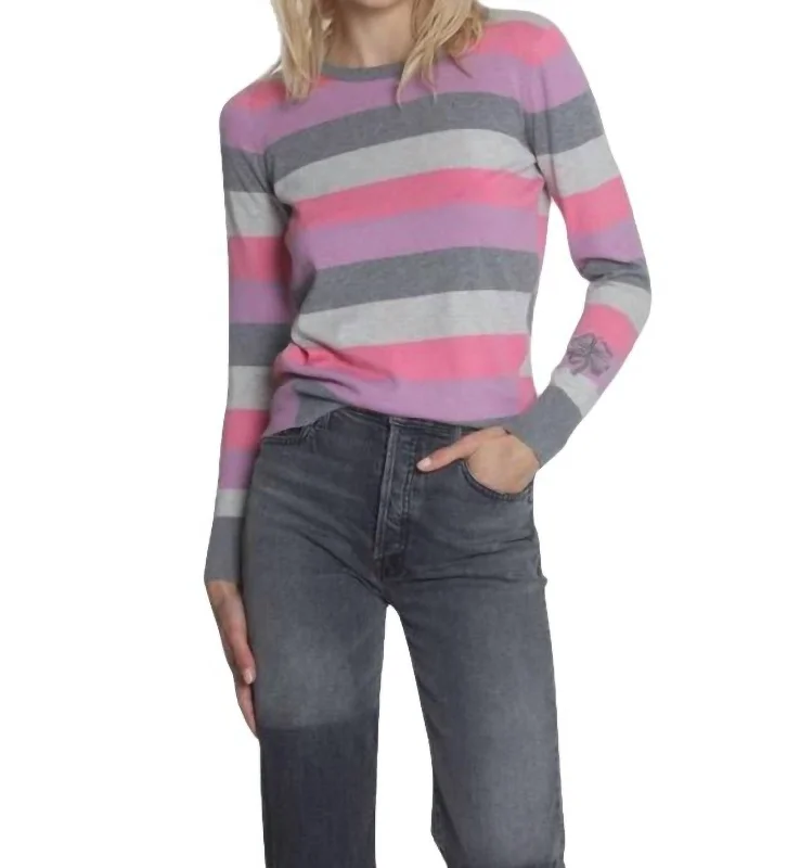 Brooke Lucky Stripe Top In Paris/lilac MultiFall Knit Tops