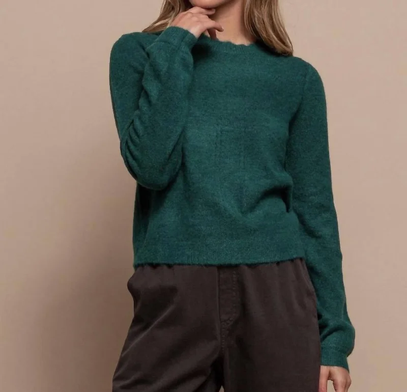 Crew Neck Sweater In Emraled GreenSports Team Knit Tops