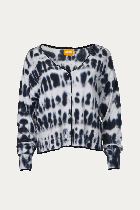 Impulse Tie-Dye Cardigan In Ice Water/coalRetro Knit Tops