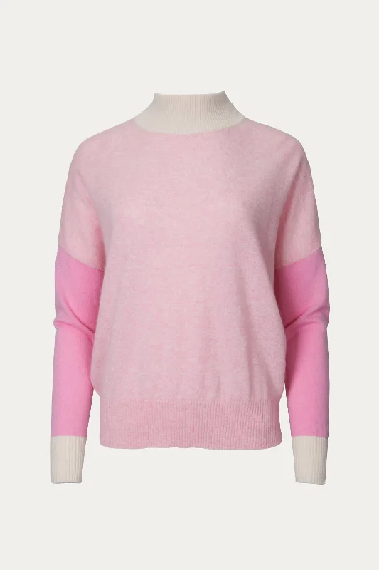 Isabella Colorblock Cashmere Jumper In Crystal PinkSequined Knit Tops