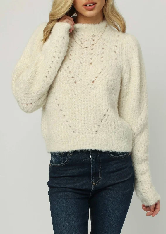 Madison Crewneck Sweater In CreamYoga Knit Tops