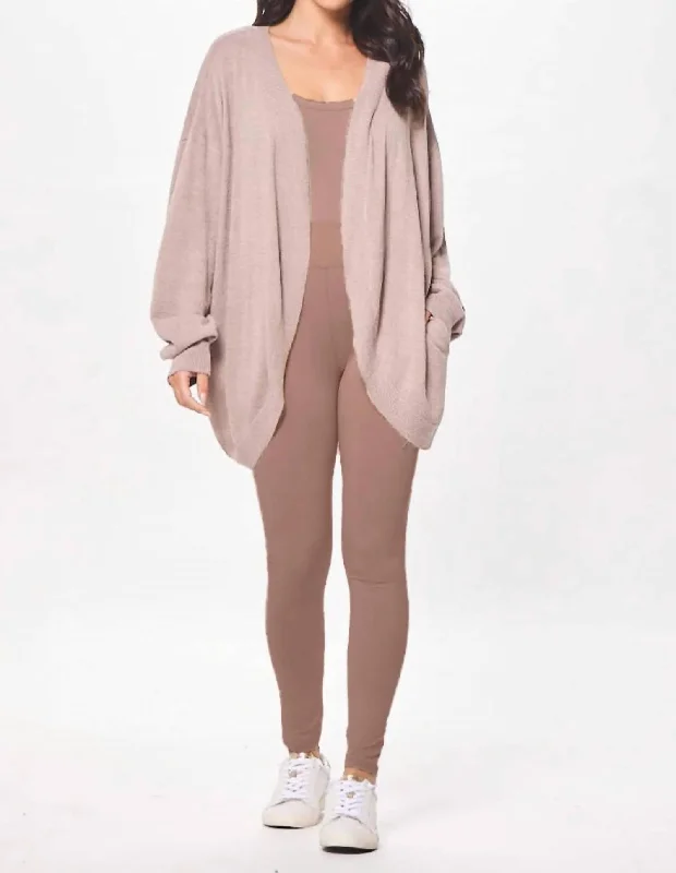 Plush Knit Cardigan In BeigeAsymmetrical Knit Tops