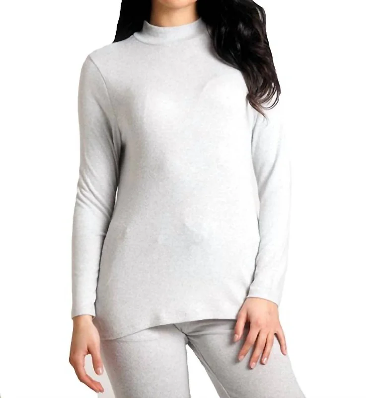 Supersoft Mock Neck Pullover In FrostDesigner Knit Tops