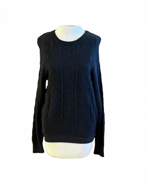 Sustainable Cotton Crew Neck Sweater In BlackPainted Knit Tops