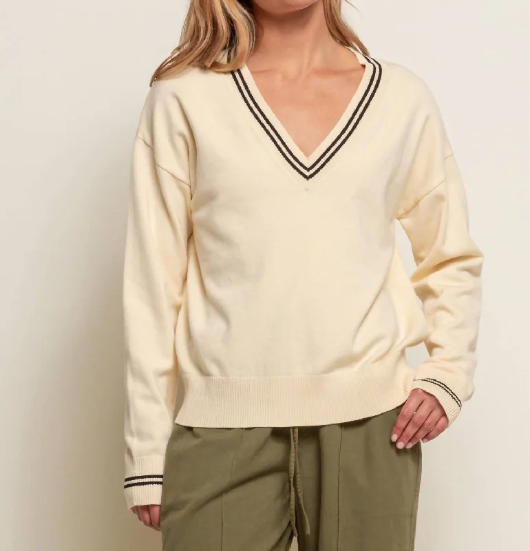 V Neck Sweater In ButterAthletic Knit Tops