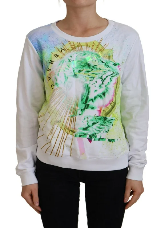 Versace Jeans  Graphic Print Long Sleeves Women's SweaterSequined Knit Tops