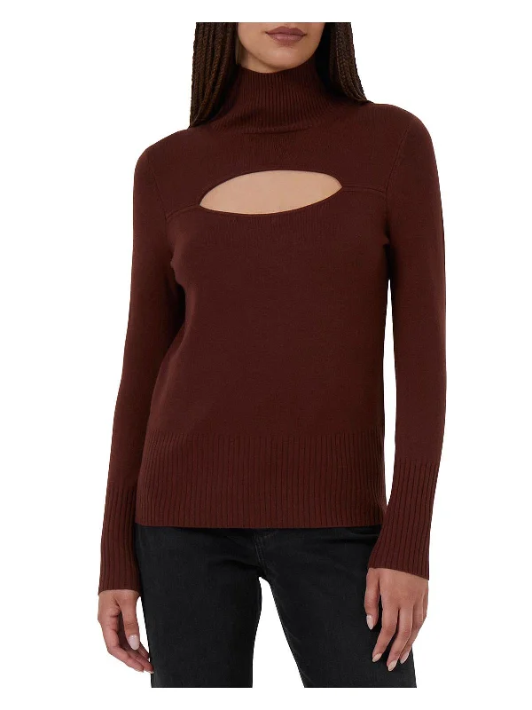 Womens Cutout Turtleneck BlousePerformance Knit Tops