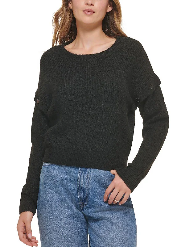 Womens Drop Shoulder Crewneck Pullover SweaterCultural Knit Tops