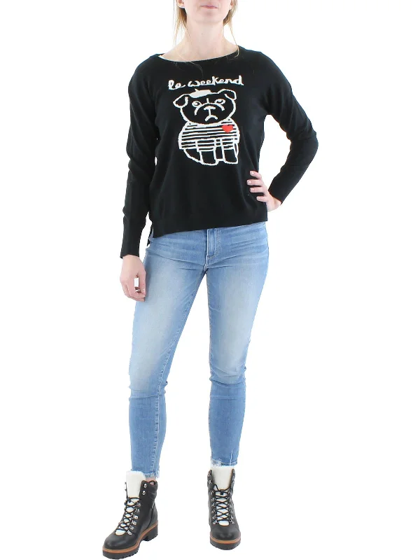 Womens Graphic Knit Pullover SweaterCable Knit Tops