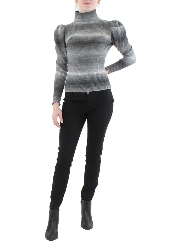 Womens Wool Blend Comfy Turtleneck SweaterLace-Up Knit Tops