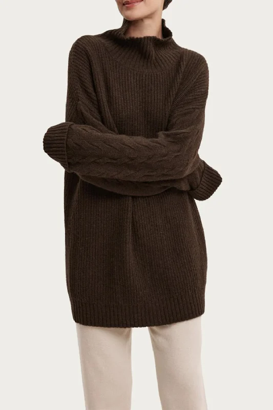 Yak Wool Turtleneck Sweater In CoffeeBamboo Knit Tops