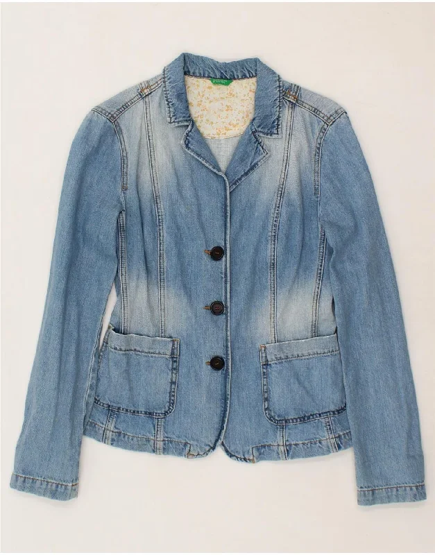 Studded JacketsBENETTON Womens Denim Jacket IT 44 Medium Blue Cotton