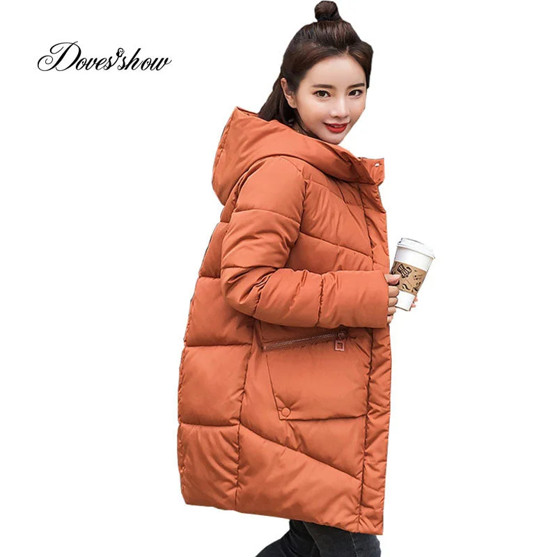 Branded JacketsCaramel Hooded Elastic Winter Down Coat Jacket Long Warm Women Casaco Feminino Abrigos Mujer Invierno 2018 Parkas Outwear Coats