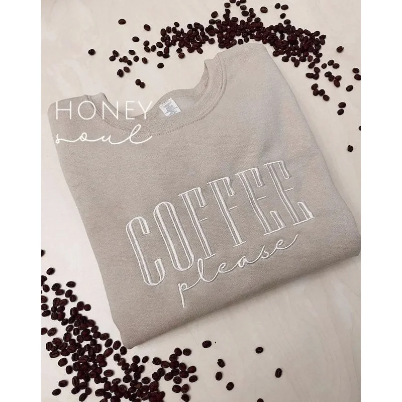 Branded SweatshirtsWOMEN'S EMBROIDERED COFFEE PLEASE SWEATSHIRT