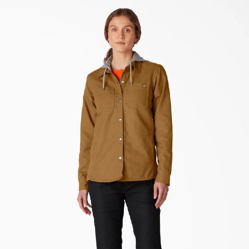 Cultural JacketsDickies Women’s Duck Hooded Shirt Jacket - Brown FJ077