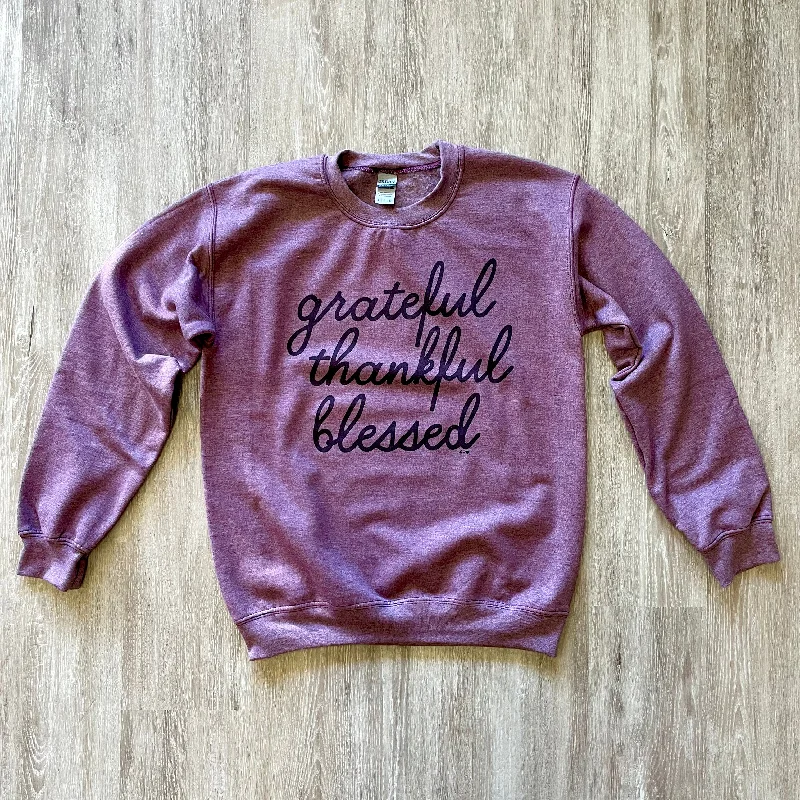 Band Merch SweatshirtsGrateful Thankful Blessed - Cozy Sweatshirt