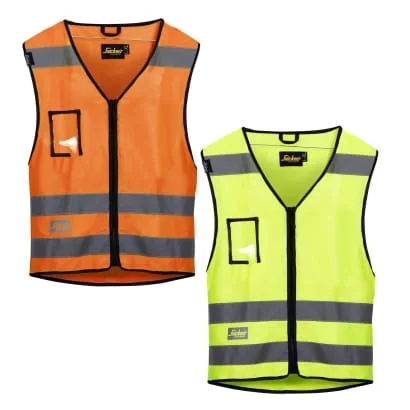 Button-Up JacketsSnickers High Visibility Zipped Vest Class 2 with Multiple Pockets -9153