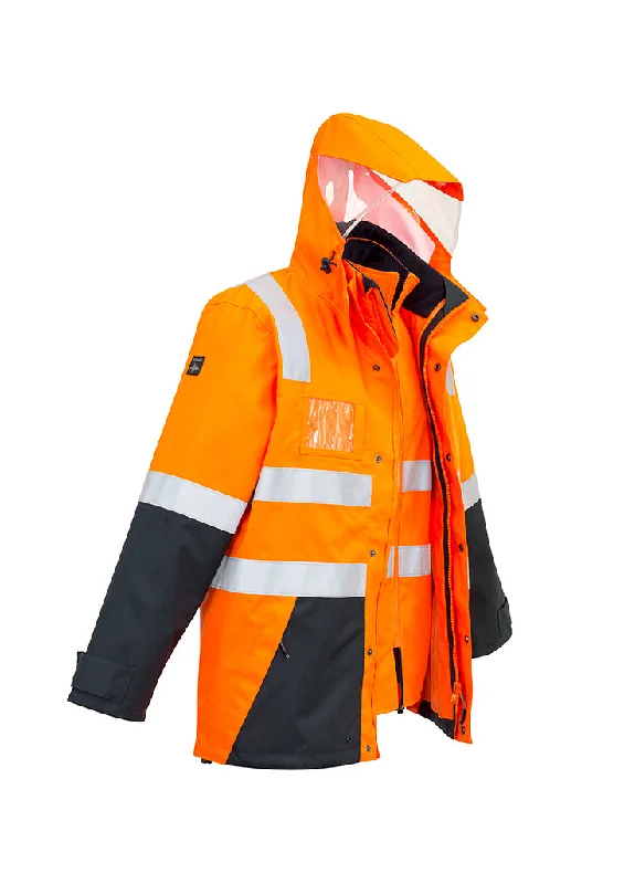 Pea CoatsSyzmik Mens Hi Vis 4 in 1 Waterproof Jacket ZJ532