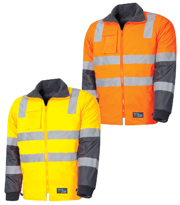 Lace-Up JacketsTru Workwear Hi Vis Wet Weather Jacket c/w Removable Sleeves & Reflective Tape TJ2945T4