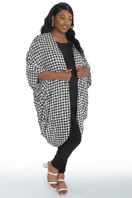 Flannel JacketsVikki Vi Houndstooth Duster Length Cocoon