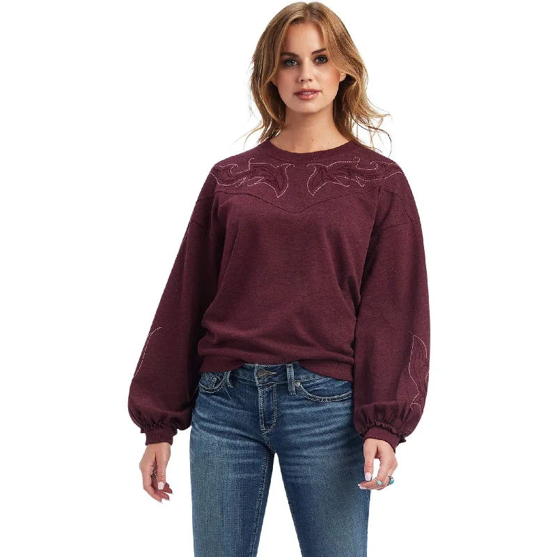 Button-Up SweatshirtsAriat Women's Windsor Wine Stitched Crew Sweatshirt