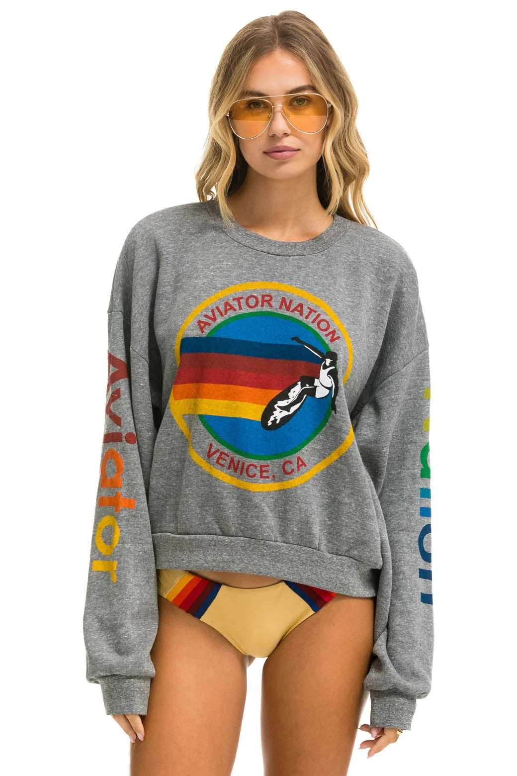 Printed SweatshirtsAviator Nation Women's Relaxed Crew Sweatshirt - Heather Grey