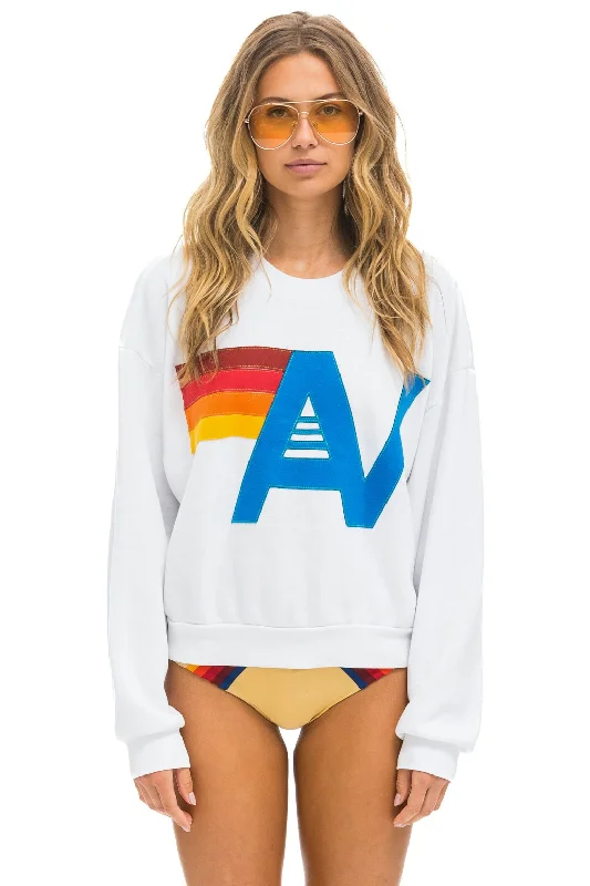 Studded SweatshirtsAviator Nation Women's Logo Stitch Crew Neck Sweatshirt - White