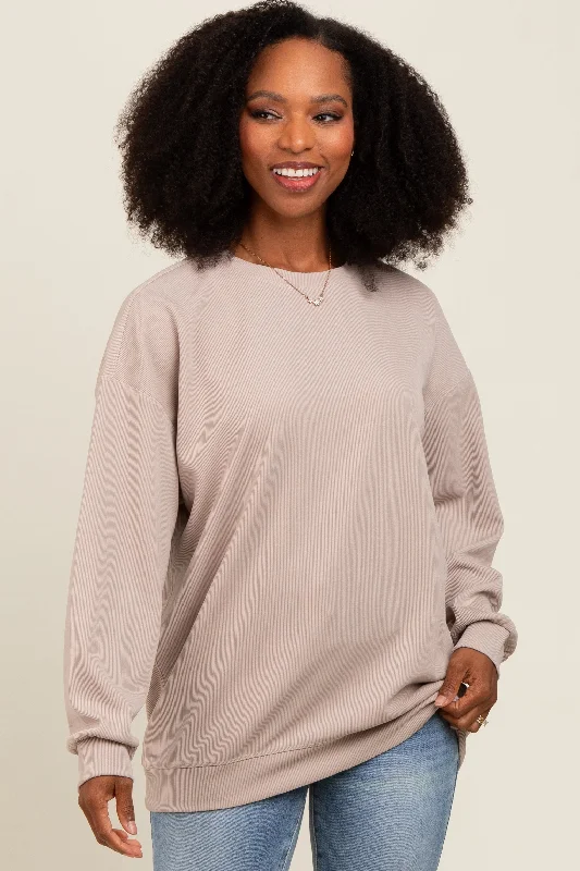 French Terry HoodiesBeige Drop Shoulder Sweatshirt