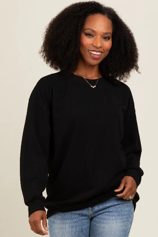 Patchwork SweatshirtsBlack Drop Shoulder Sweatshirt