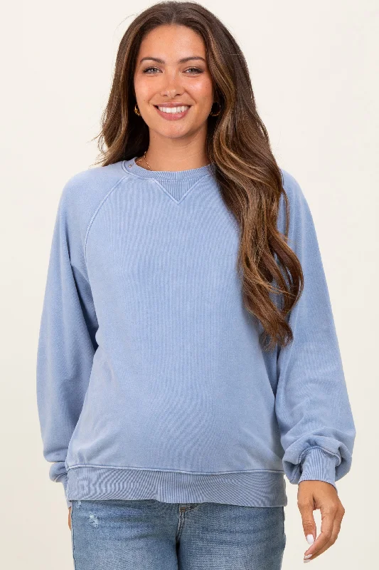 Artist HoodiesBlue Vintage Wash Relaxed Fit Maternity Sweatshirt