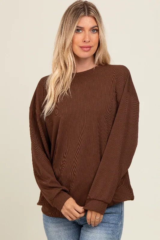 Longline HoodiesBrown Drop Shoulder Sweatshirt