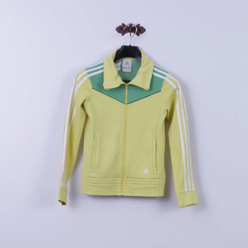 Microfleece HoodiesAdidas Girls 14 Age 164 Sweatshirt Yellow Zip Up 3 Stripe Track Top Unisex