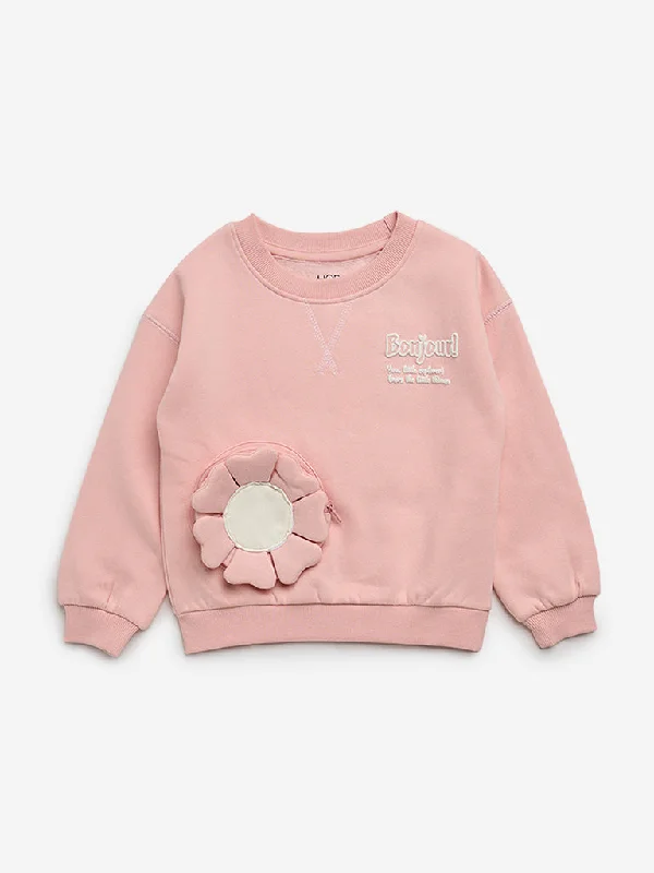 Hiking HoodiesHOP Kids Dusty Pink Floral Applique Sweatshirt