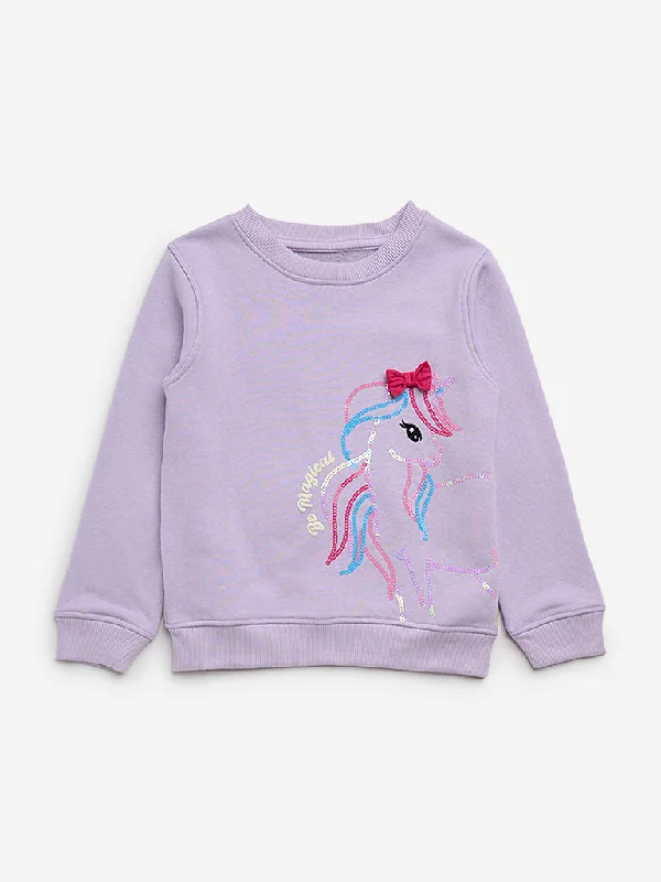 Windbreaker SweatshirtsHOP Kids Lilac Unicorn Design Sweatshirt