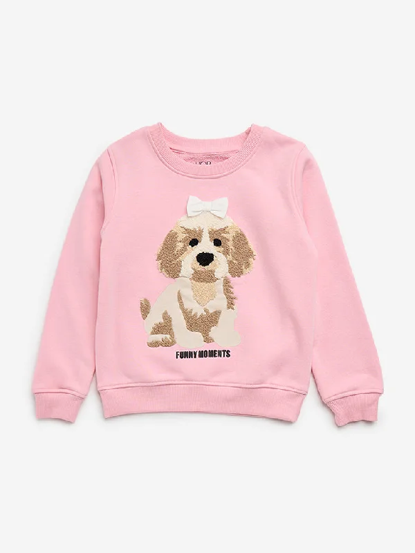 Mesh-Lined HoodiesHOP Kids Pink Animal Printed Cotton Blend Sweatshirt