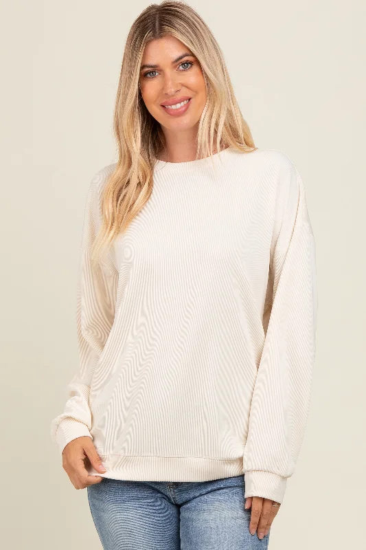 Distressed HoodiesIvory Drop Shoulder Sweatshirt