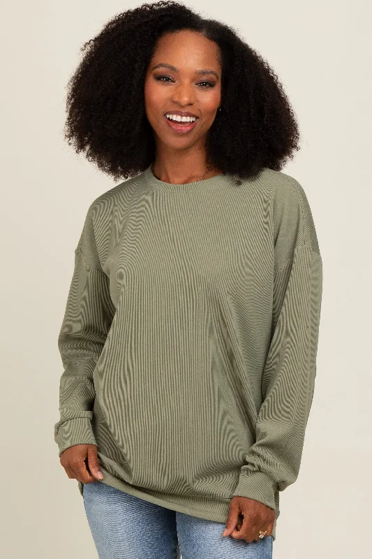 Striped SweatshirtsOlive Drop Shoulder Sweatshirt