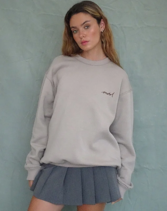 Polyester HoodiesTillie Sweatshirt in Mushroom with Brown Motel Embroidery