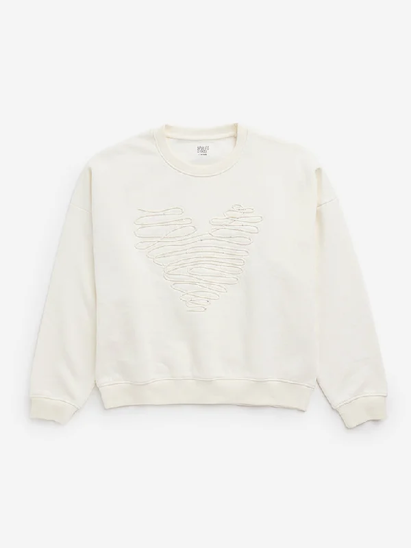 Collaborative SweatshirtsY&F Kids Off-White Cotton Blend Sweatshirt