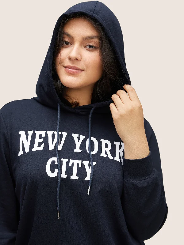 Hooded SweatshirtsGraphic Area Letter Hooded Sweatshirt