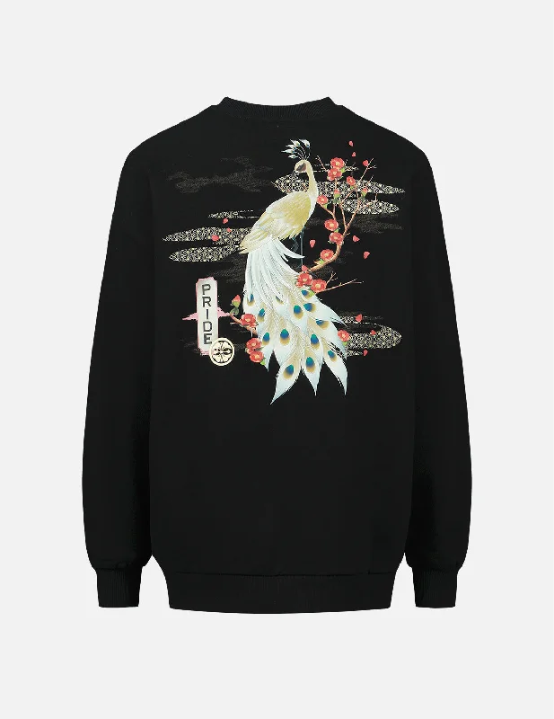 Mesh-Lined HoodiesPeacock and Tsubaki Print Sweatshirt