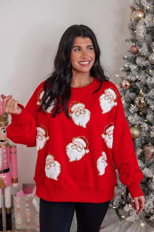 Polyester HoodiesSanta Baby Red Sequin Sweatshirt