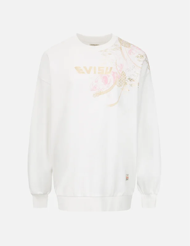 Glitter SweatshirtsTattoo Koi with Japanese Pattern Print Sweatshirt