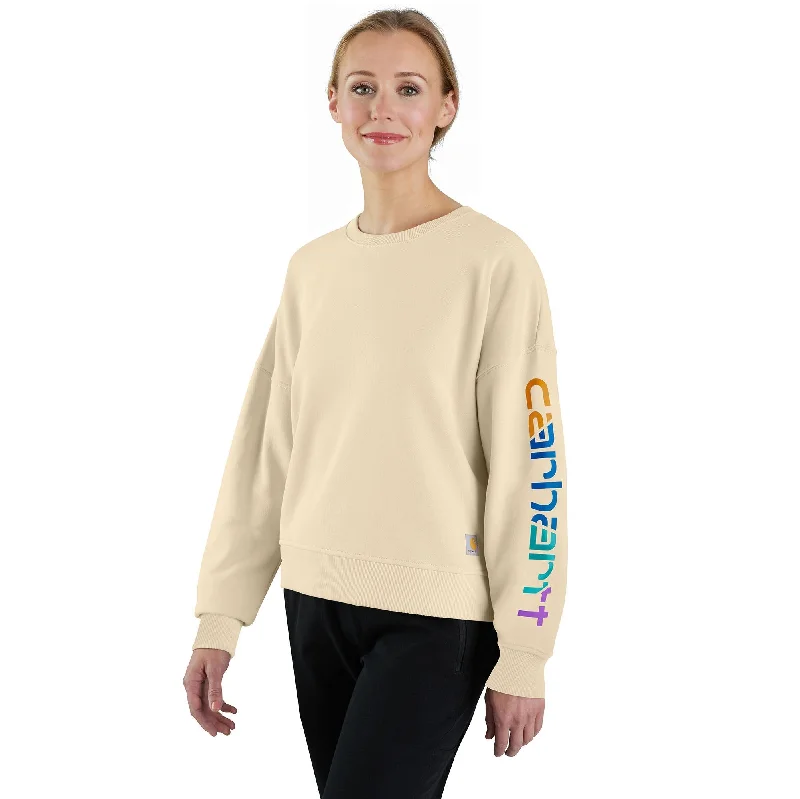 Ribbed Cuff HoodiesWomen's TENCEL Fiber Series Loose Fit Sleeve Graphic Sweatshirt