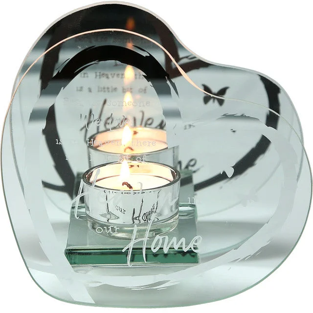 Heaven In Our Home 5.5" Mirrored Glass Sympathy Memorial Candle Holder