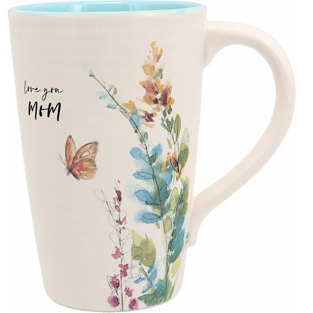 Meadows of Joy Butterfly Floral 17 oz. Mug Love You Mom